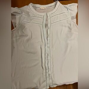 Light Blue Blouse with Eyelet Trim